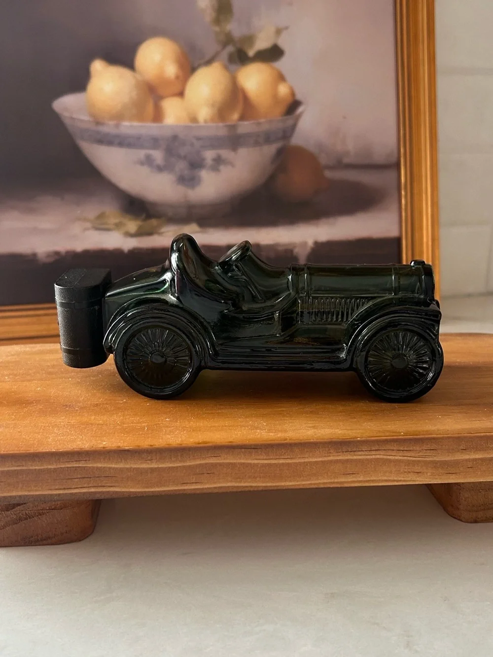 Vintage Avon Straight Eight Island Lime After Shave Green Glass Car Decanter